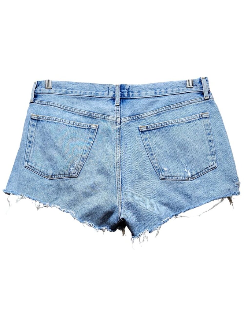 Agolde Women's Distressed High-Waist Denim Shorts With Frayed Hem Button Fly And - Picture 3 of 15
